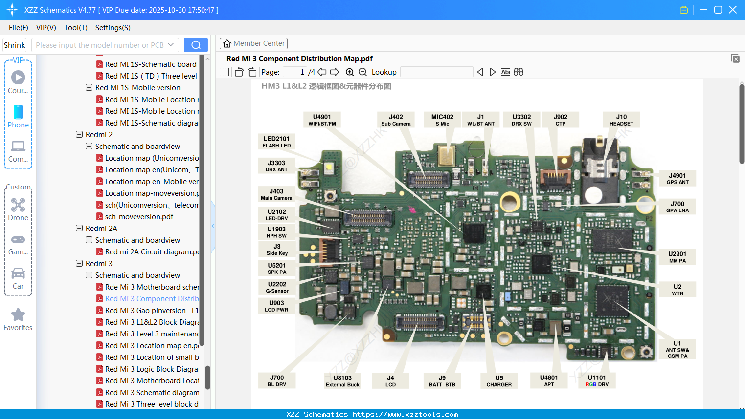 Xiaomi Redmi 3 Component Distribution Map